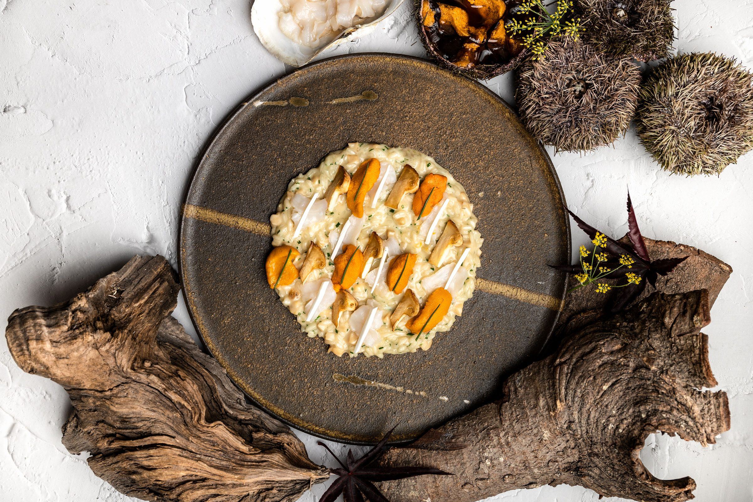 Uni and chanterelle risotto at Boulevard Kitchen & Oyster Bar