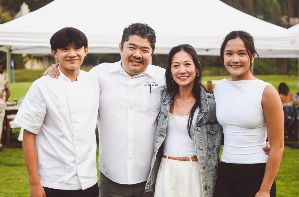 Chef Alex Chen with his wife Elizabeth and their two children
