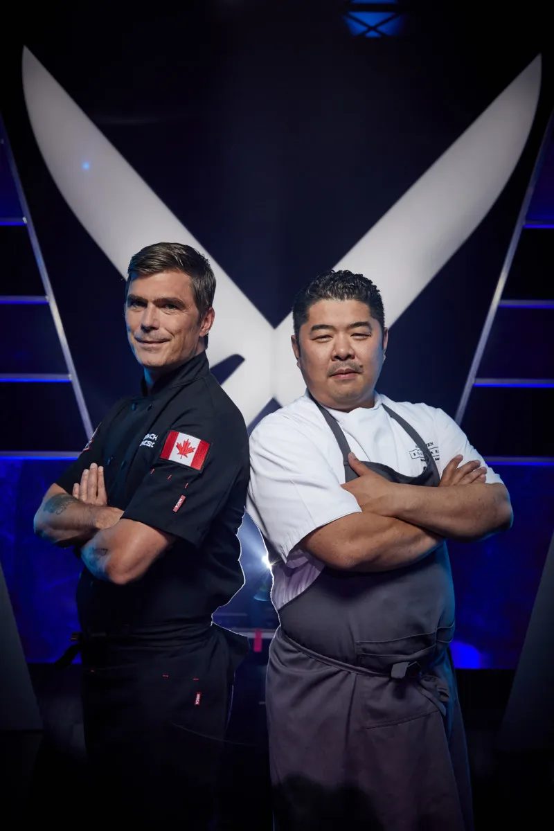 Chef Alex Chen and Iron Chef Hugh Acheson before their Iron Chef Canada battle