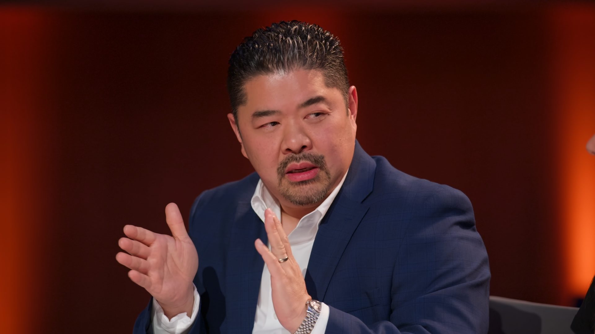 Chef Alex Chen speaking during a Top Chef Canada judging discussion